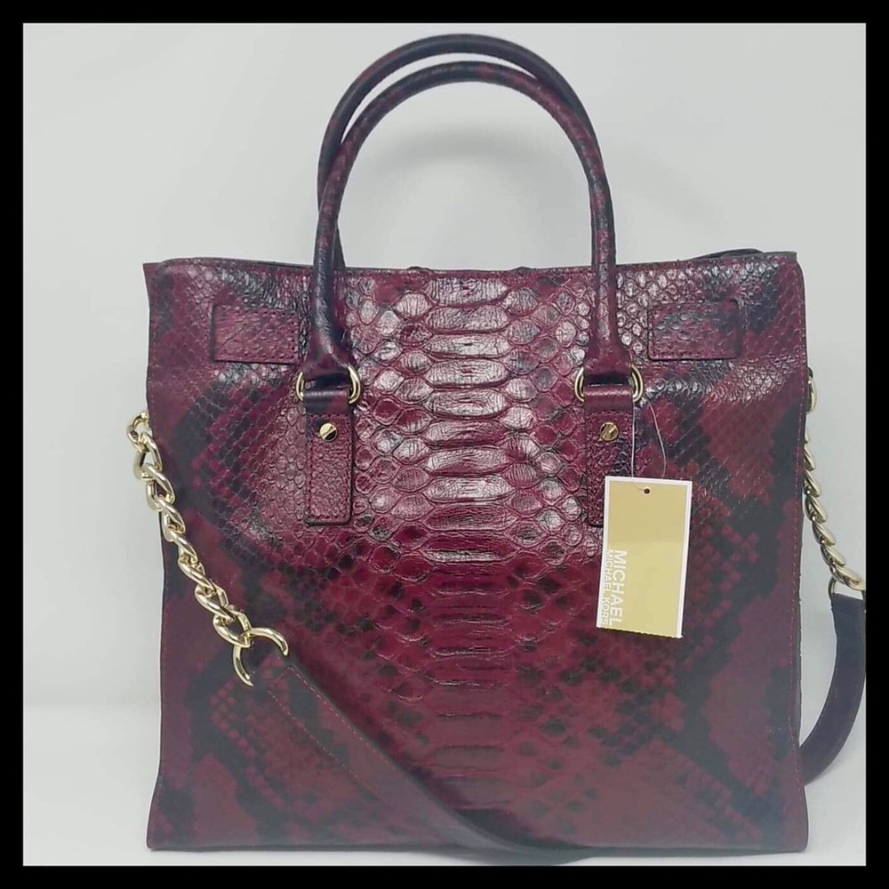 NWT Michael Kors Large Hamilton Snake Print Tote - Picture 5 of 14